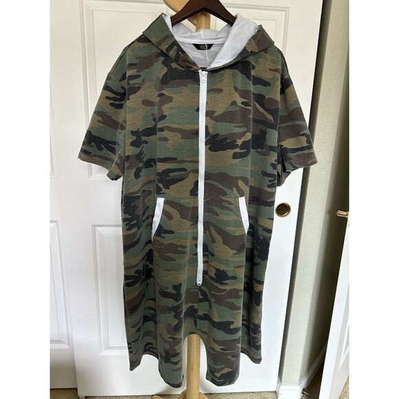 Coofandy Pants - Coofandy Womens Camouflage Army Green Romper Sz XXL Boho Y2K